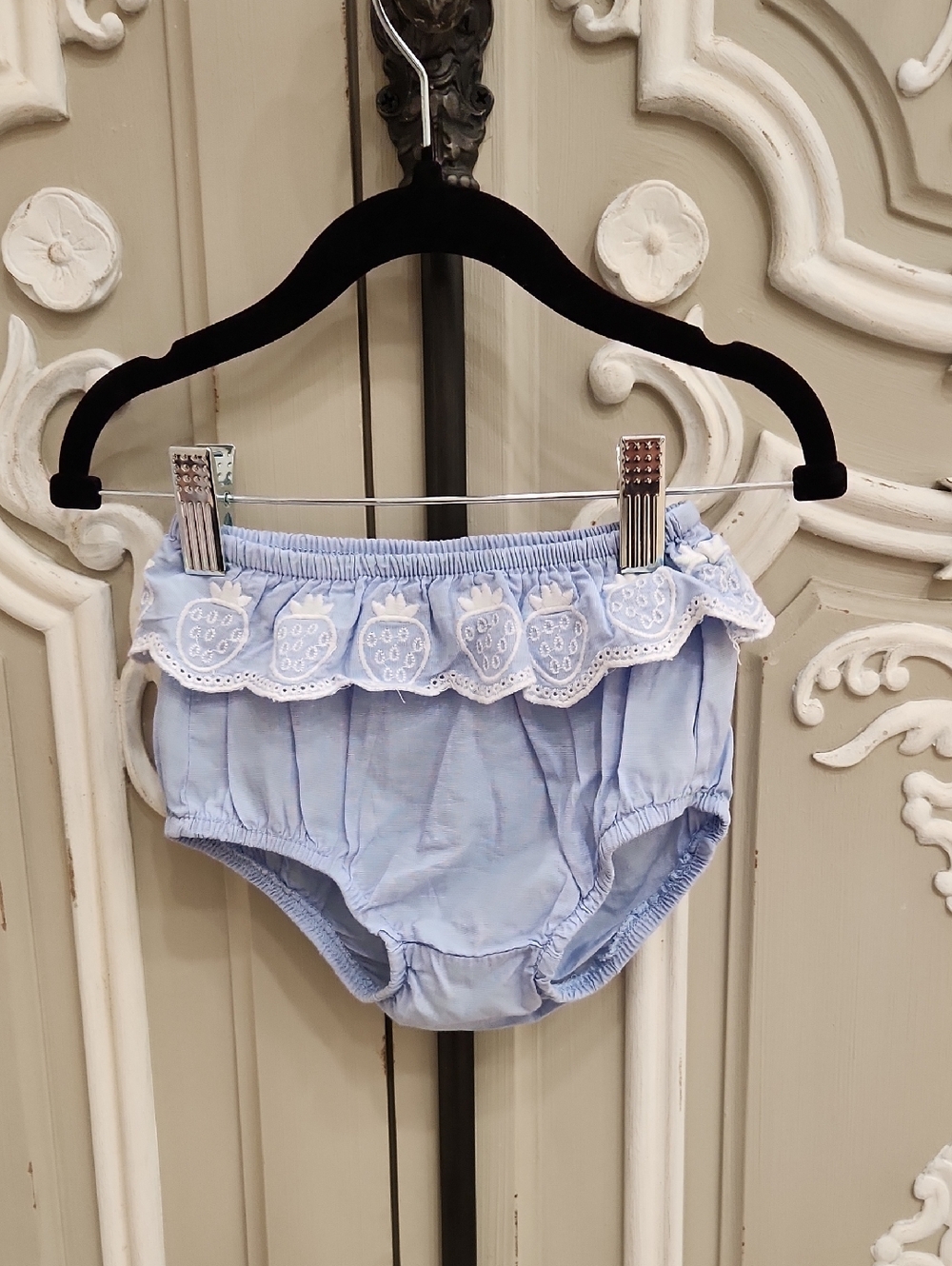 Seed Heritage Baby Light Blue Eyelet Ruffle Diaper Cover Size 1 / 12 - 18 Months